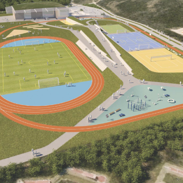 Sport- und Lärmschutzanlagen, Blick von Norden